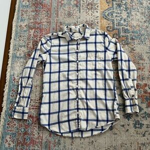 Jcrew Factory blue checked flannel boy fit button down